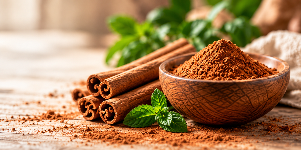 Cinnamon sticks and ground cinnamon for an article about cinnamon and oral health