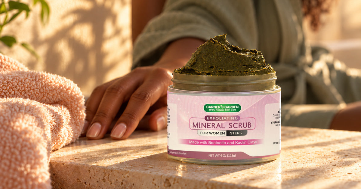 Garner’s Garden product lifestyle photo for How to Exfoliate Your Body for Smoother, Radiant-Looking Skin
