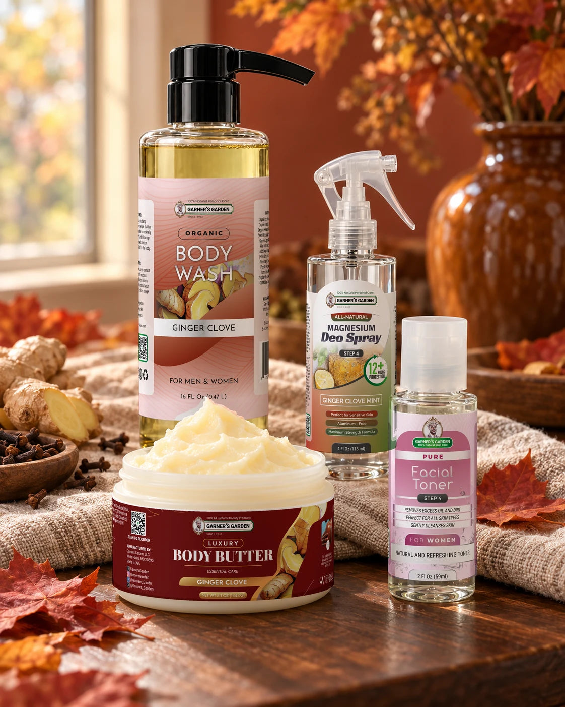 Garner’s Garden fall favorites with body wash, body butter, deodorant and Pure Toner